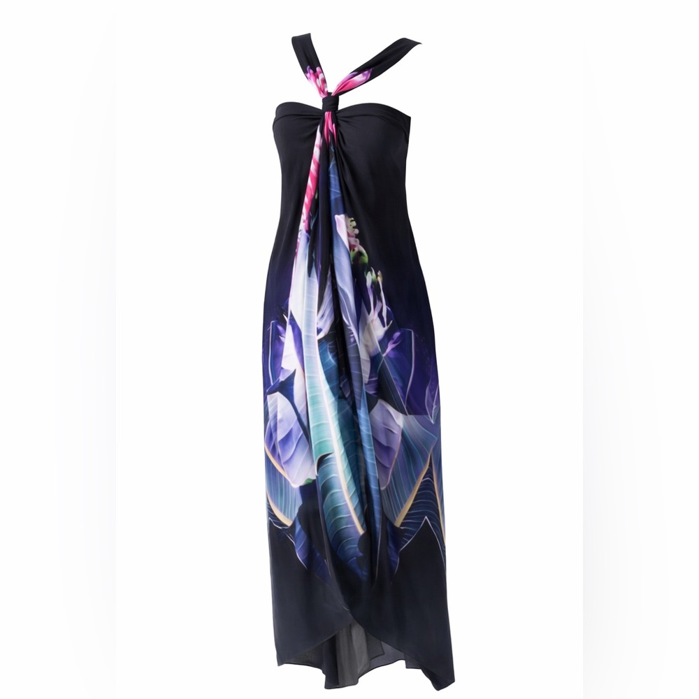 Elegant Roberto, Cavalli  Black and Pink Halter Dress